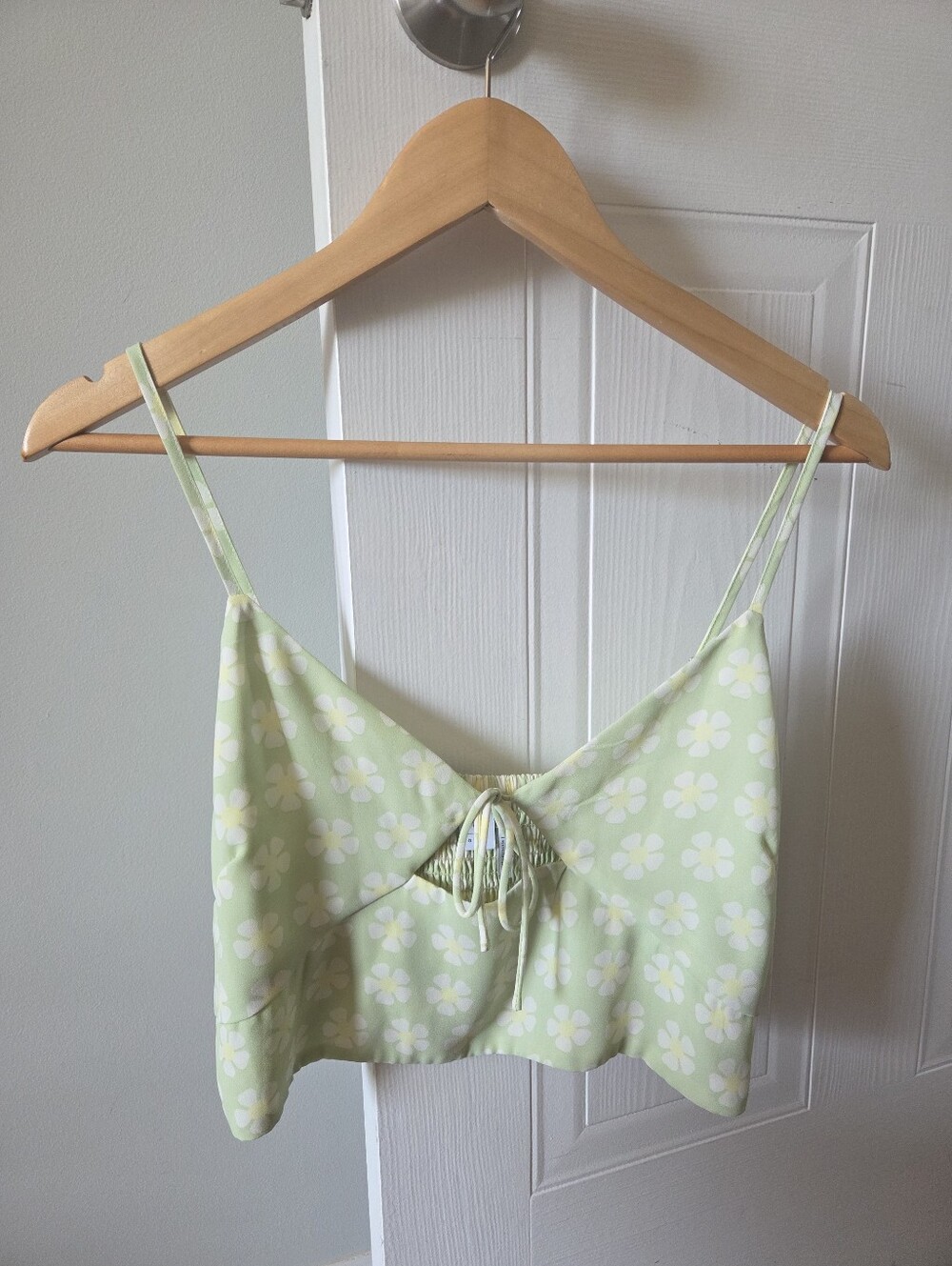 Simons Light Green Floral Tie-Front Camisole